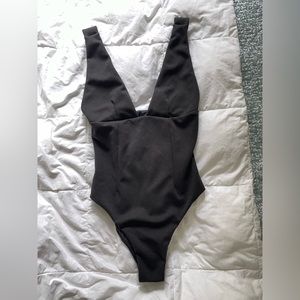 Haight black v-neck one piece